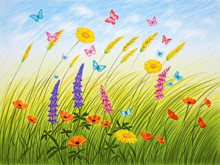 Wildflower Meadow Illustration