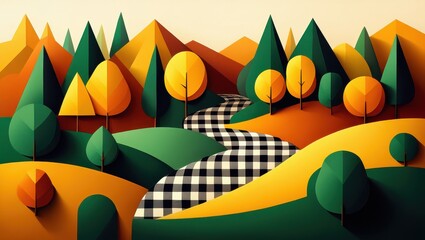 Geometric Landscape Illustration