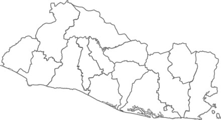 Outline map of El Salvador on white background 