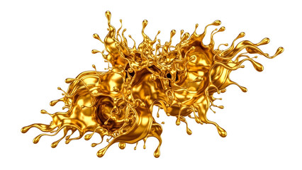 Golden Liquid Splash on White Background
