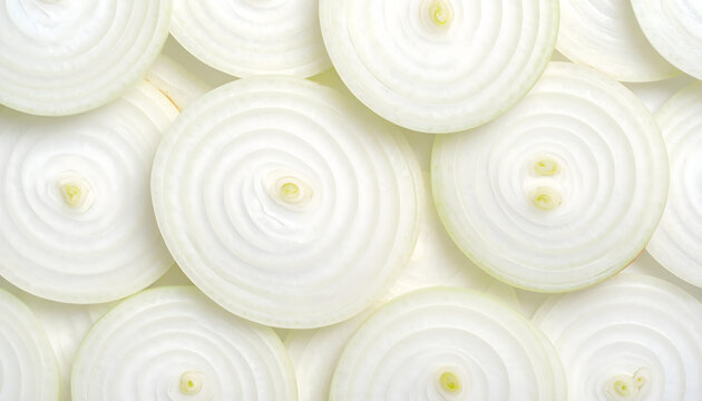 Fresh white onion slices background texture pattern