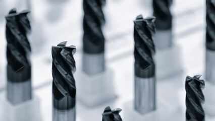 Milling cutter for mounting drilling and milling tools in modern programmable multifunctional metalworking machines, industrial concept background © Aleksandr Matveev