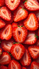 Fresh red strawberry slices background texture pattern