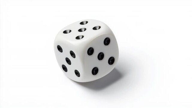 White dice black dot number six number nine game gambling luck chance cube plastic on clean background minimalist casino gamble risk object with six side white cube number pattern luck gambling