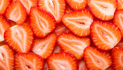 Fresh red strawberry slices background texture pattern