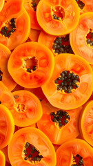 Fresh orange papaya slices background texture pattern