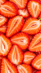 Fresh red strawberry slices background texture pattern
