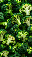 Fresh green broccoli florets background texture pattern