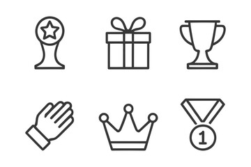 Achievement & Celebration Icon Set &ndash; Symbols of Recognition, Joy, and Excellence