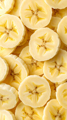 Fresh yellow banana slices background texture pattern