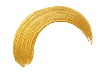 Gold paint brush stroke arc shape on transparent background