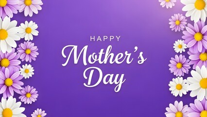 Happy mother's day wishes with beautiful purple and white flowers