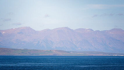 Akureyri, Iceland, Landscapes saling of the Akureyri area of Eyjafjörður, a long fjord in North Iceland.