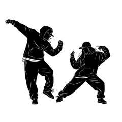 Two dancers in breakdancing poses Isolated On Transparent Background.