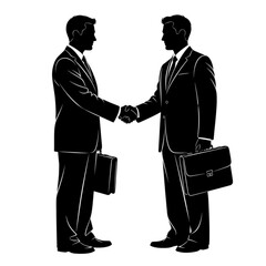 Two businessmen shaking hands in agreement Isolated On Transparent Background.