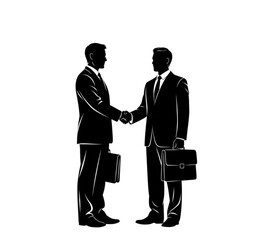 Two businessmen shaking hands in suits Isolated On Transparent Background.