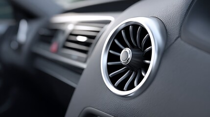Close-up of a modern car's dashboard, featuring a circular air vent