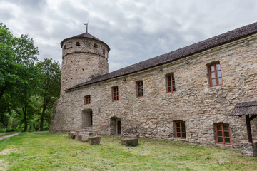 Fototapeta premium Coastal Tower in medieval Rus Gate complex, Kamianets-Podilskyi, Ukraine