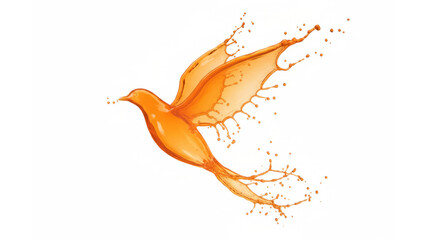 Vivid Orange Hummingbird Formed by Splashing Liquid in Flight for Dynamic Motion