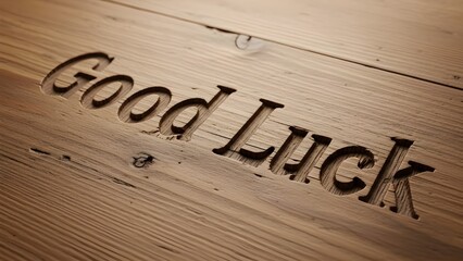 Good luck. Wishing success text on Wooden board.