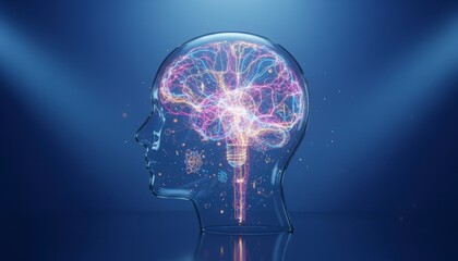 Futuristic 3D visualization of active human brain and neural network