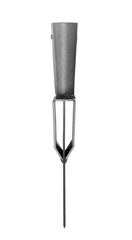 Metal ice pick scraper for clearing roads from winter ice and compact snow, isolated on white transparent background.