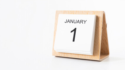 January First Day Wooden Calendar Minimal Scene
