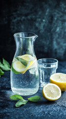 Glass Of Lemon Water With Fresh Lemons