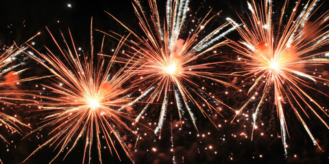 Colorful Fireworks Explosion For New Year