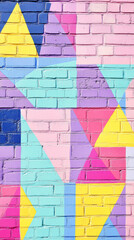 Colorful Urban Brick Wall With Geometric Shapes