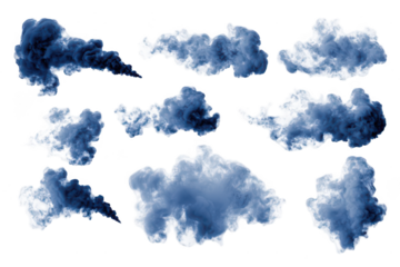 set of smoke cloud shapes isolated on a white background