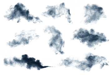 set of smoke cloud shapes isolated on a white background