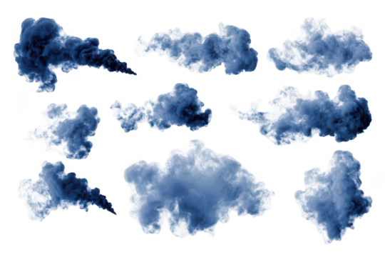 set of smoke cloud shapes isolated on a white background - Powered by Adobe