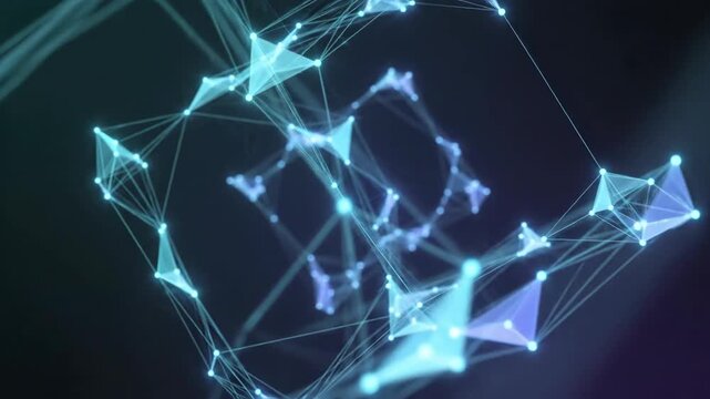 Abstract Network Of Light Particles And Connections.