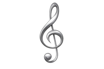 Obraz premium Silver treble clef forming musical symbol, metallic g-clef on transparent background for music concept