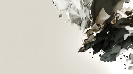 World Poetry Day Banner Featuring Flowing Ink Shapes on Light Background Showcasing Rhythm and Emotion in Literary Style