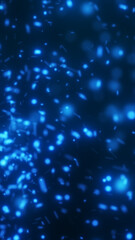 Naklejka premium Dynamic blue particles floating in dark space, creating an abstract motion background full of depth and energy