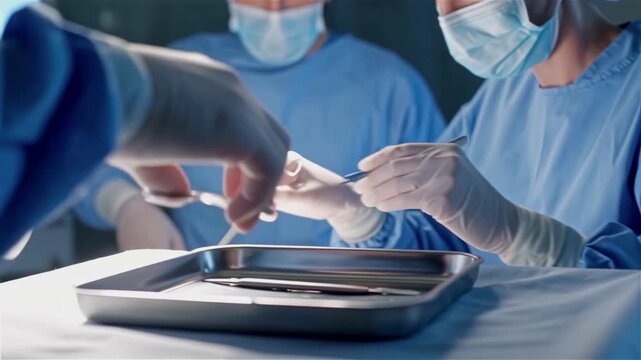 A team of doctors performs an operation