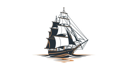 Vintage sailing ship illustration against white background nautical design © amri