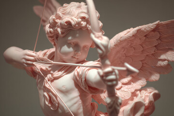 Pink Cherub Statue Shooting Bow and Arrow