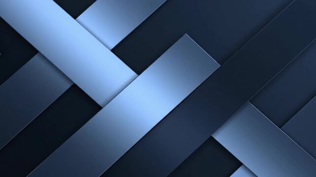 Abstract geometric blue ribbons overlap in motion.