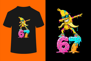 Dabbing Banana 67 Ice Cream Drip Funny Six Seven Meme T-Shirt
