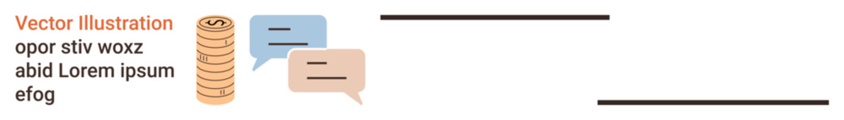 Obraz premium Financial communication, economic strategy, digital economy, business dialogue, payment systems, market analysis. Stacked coins beside speech bubbles. Financial communication and economic strategy