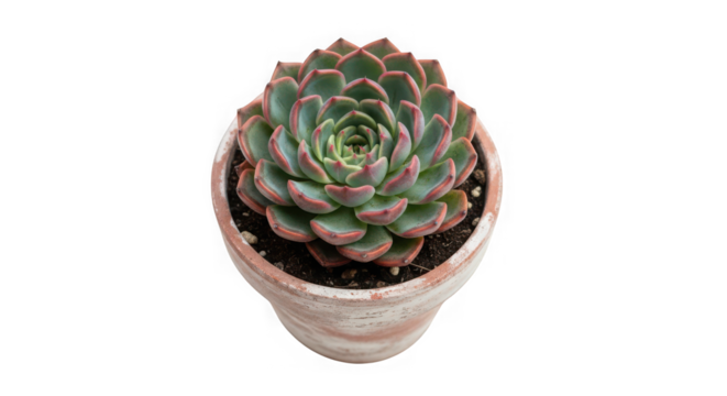 A succulent plant in a terracotta pot, showcasing its rosette pattern, of transparent - Powered by Adobe