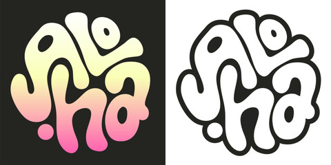 Aloha Hawaii lettering quote in a round shape. Vector handmade t-shirt graphics illustration © rosovskyi