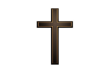 Elegant dark cross with subtle gold trim against a transparent background