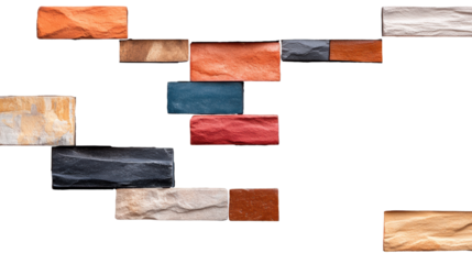 Colorful brick wall texture on transparent background
