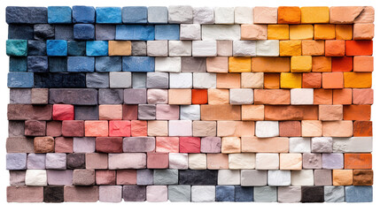 Colorful textured blocks on transparent background