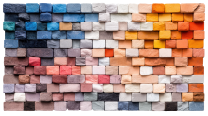 Colorful textured blocks on transparent background