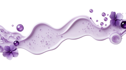 Purple Liquid and Flower Texture on Transparent Background